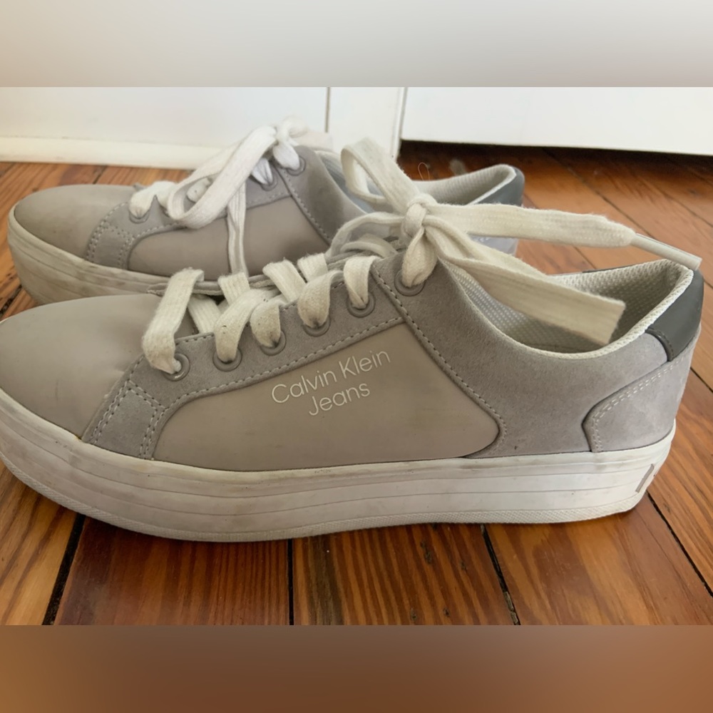 Gray Calvin Klein platform sneakers